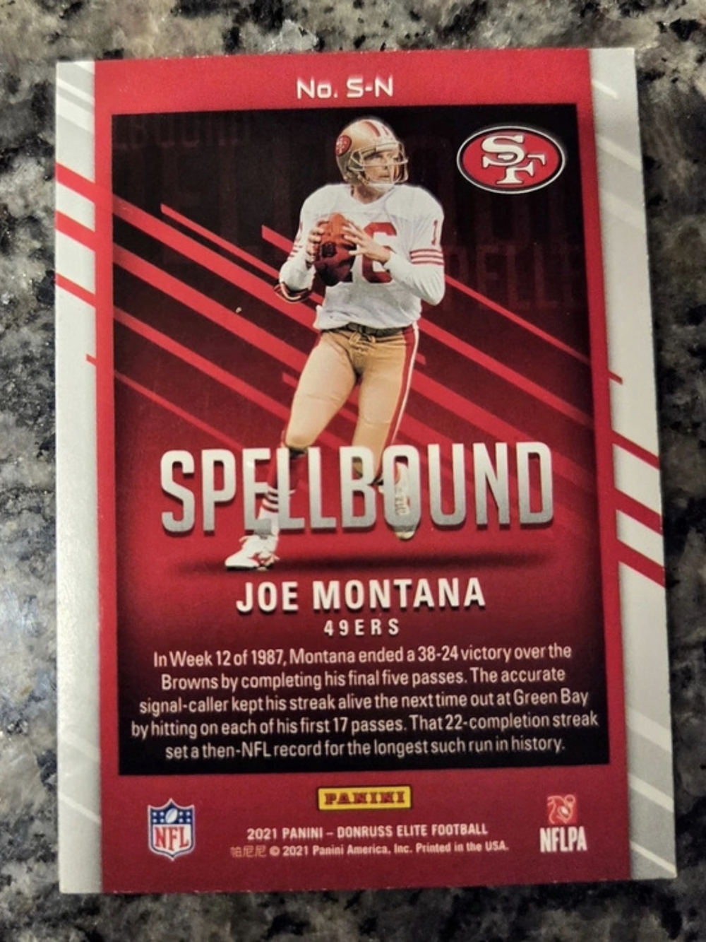 Panini Spellbound Joe Montana NFL Football Trading Cards